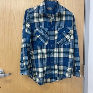 David Taylor Blue and Cream Plaid Men's Shirt